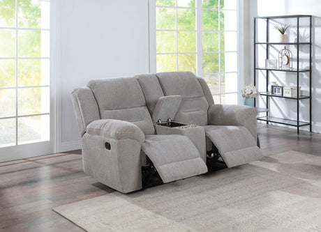 Gilson Gray Chenille Reclining Loveseat by Coaster at Eve Furniture
