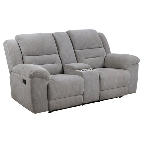 Gilson Gray Chenille Reclining Loveseat by Coaster at Eve Furniture