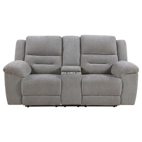 Gilson Gray Chenille Reclining Loveseat by Coaster at Eve Furniture
