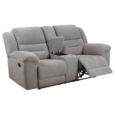 Gilson Gray Chenille Reclining Loveseat by Coaster at Eve Furniture