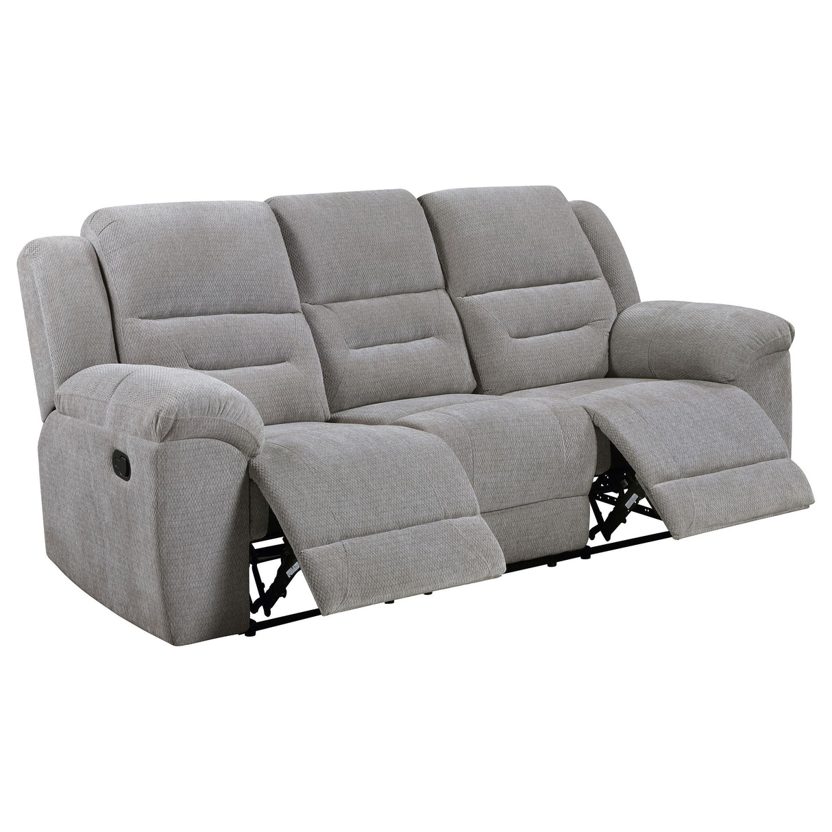 Gilson Gray Chenille Upholstered Reclining Sofa by Coaster at Eve Furniture