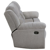 Gilson Gray Chenille Upholstered Reclining Sofa by Coaster at Eve Furniture