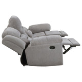 Gilson Gray Chenille Upholstered Reclining Sofa by Coaster at Eve Furniture