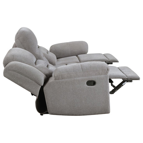 Gilson Gray Chenille Upholstered Reclining Sofa by Coaster at Eve Furniture