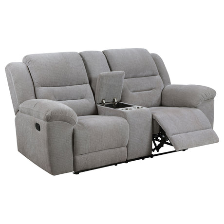 Gilson Grey 2-Piece Chenille Upholstered Reclining Living Room Set by Coaster at Eve Furniture