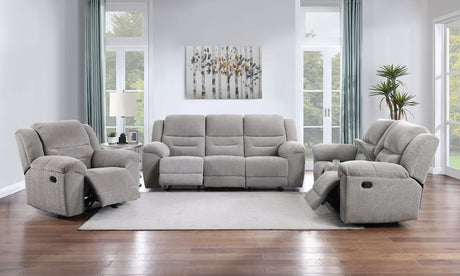 Gilson Grey 3-piece Chenille Upholstered Reclining Living Room Set by Coaster at Eve Furniture