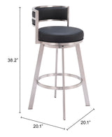 Gimsby Swivel Barstool Black by Zuomod at Eve Furniture