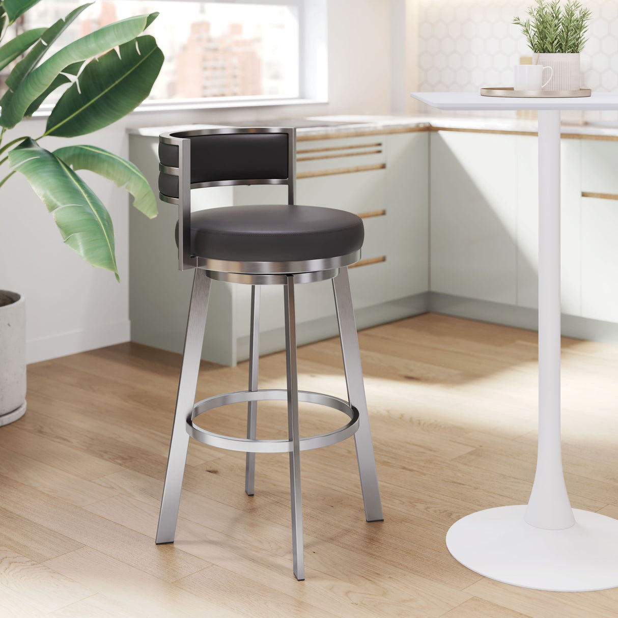 Gimsby Swivel Barstool Black by Zuomod at Eve Furniture