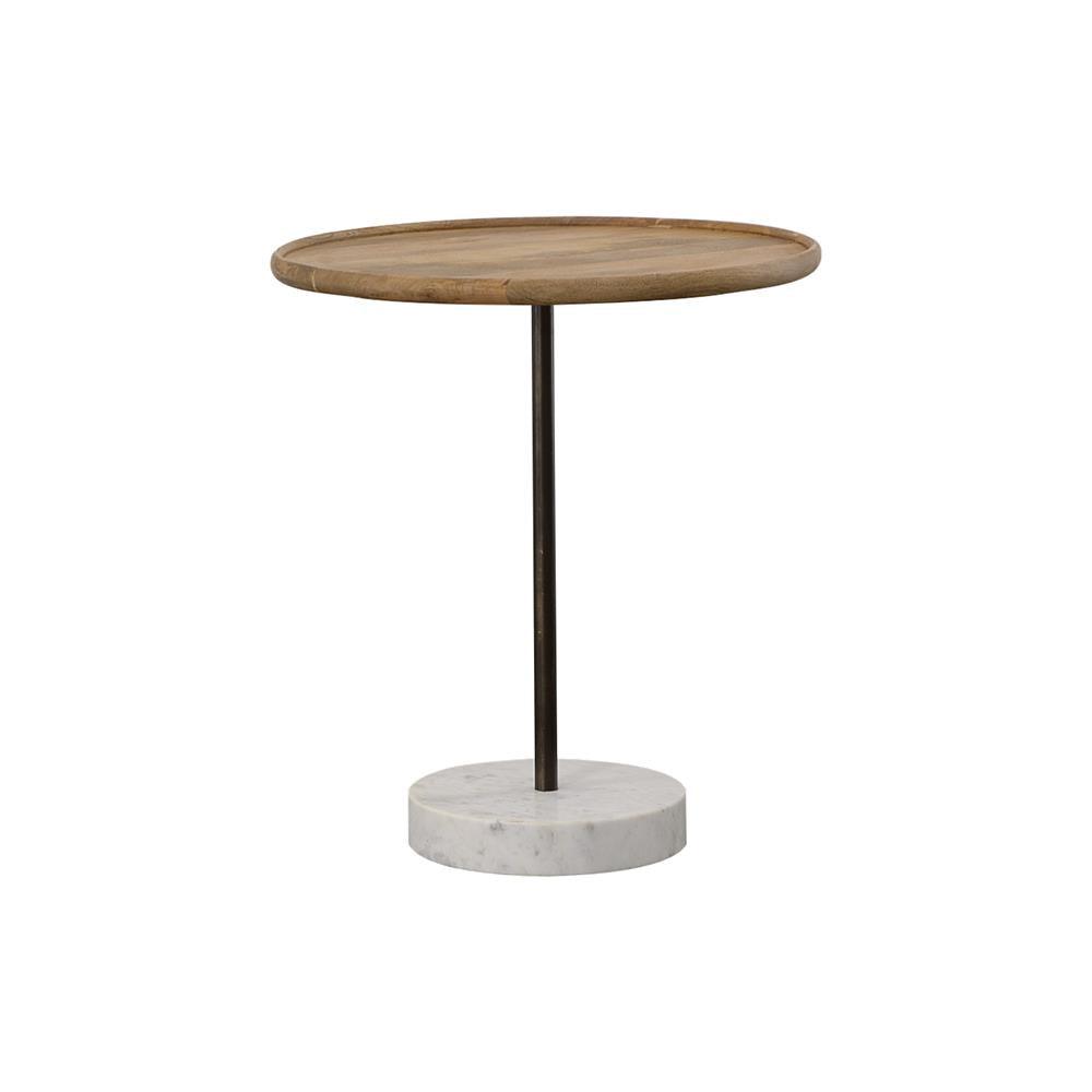 Ginevra Natural/White Round Wooden Top Accent Table by Coaster at Eve Furniture