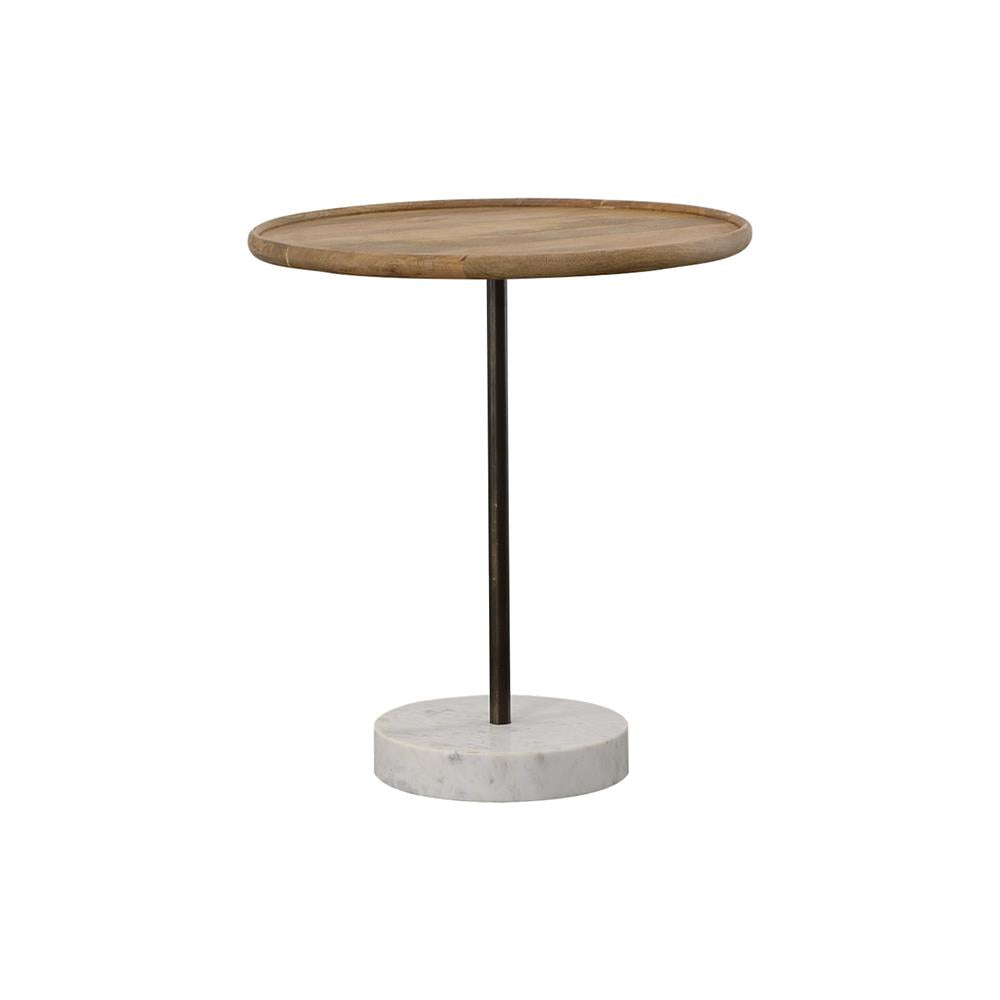 Ginevra Natural/White Round Wooden Top Accent Table