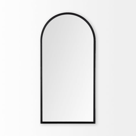 Giovanna Black Metal Frame Rounded Arch Vanity Mirror by Mercana at Eve Furniture