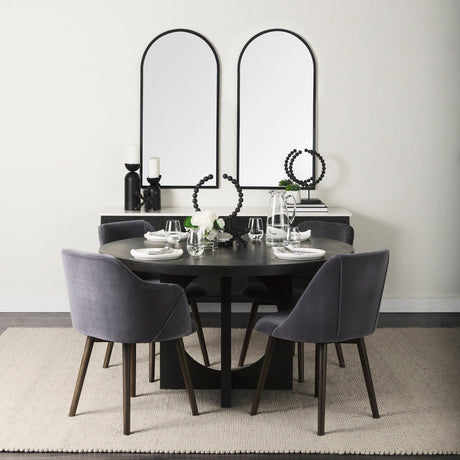 Giovanna Black Metal Frame Rounded Arch Vanity Mirror by Mercana at Eve Furniture