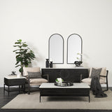 Giovanna Black Metal Frame Rounded Arch Vanity Mirror by Mercana at Eve Furniture
