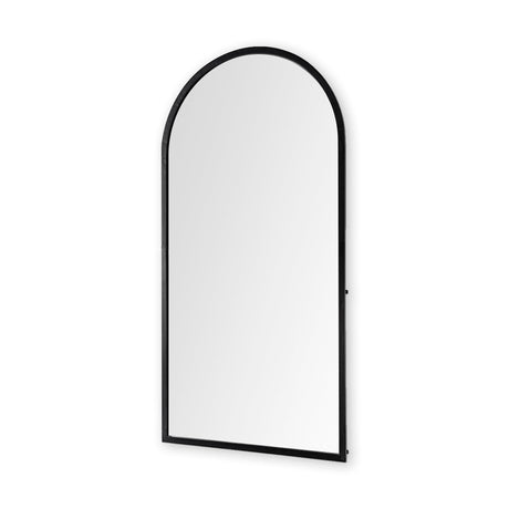 Giovanna Black Metal Frame Rounded Arch Vanity Mirror by Mercana at Eve Furniture