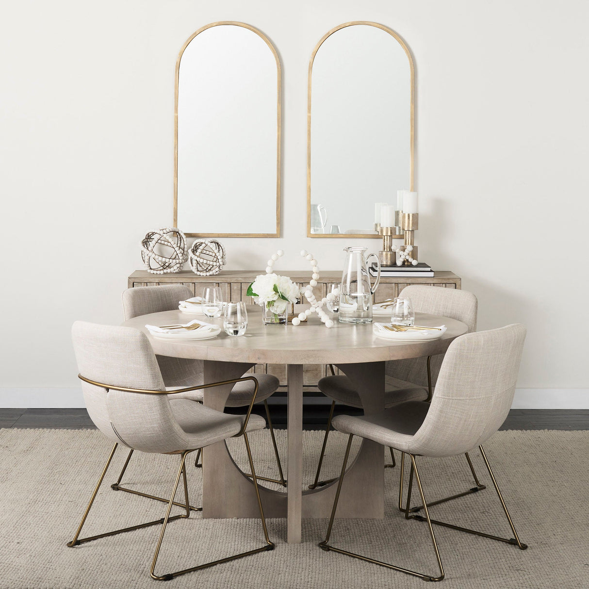 Giovanna Gold Metal Frame Rounded Arch Vanity Mirror by Mercana at Eve Furniture
