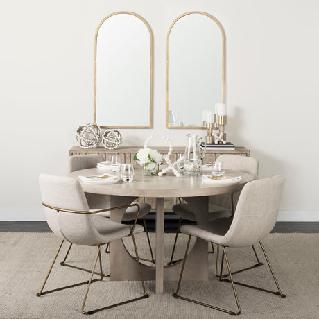 Giovanna Gold Metal Frame Rounded Arch Vanity Mirror by Mercana at Eve Furniture