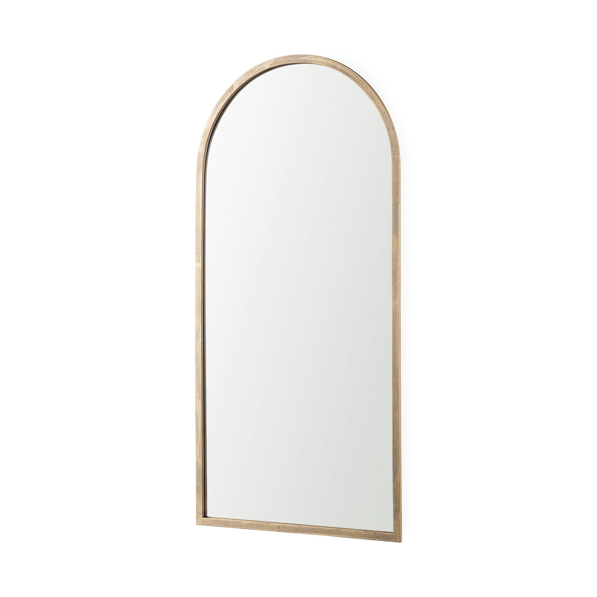 Giovanna Gold Metal Frame Rounded Arch Vanity Mirror by Mercana at Eve Furniture