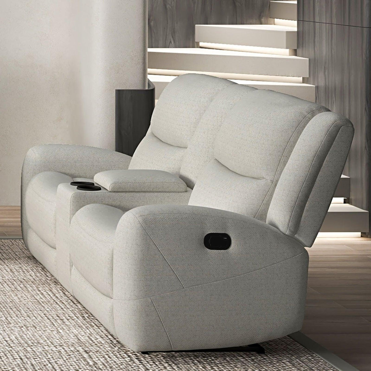 Giraldus Beige Manual Recliner Loveseat w/ Console by Furniture of America at Eve Furniture