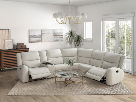 Giraldus Beige Motion Manual Reclining Sectional by Furniture of America at Eve Furniture