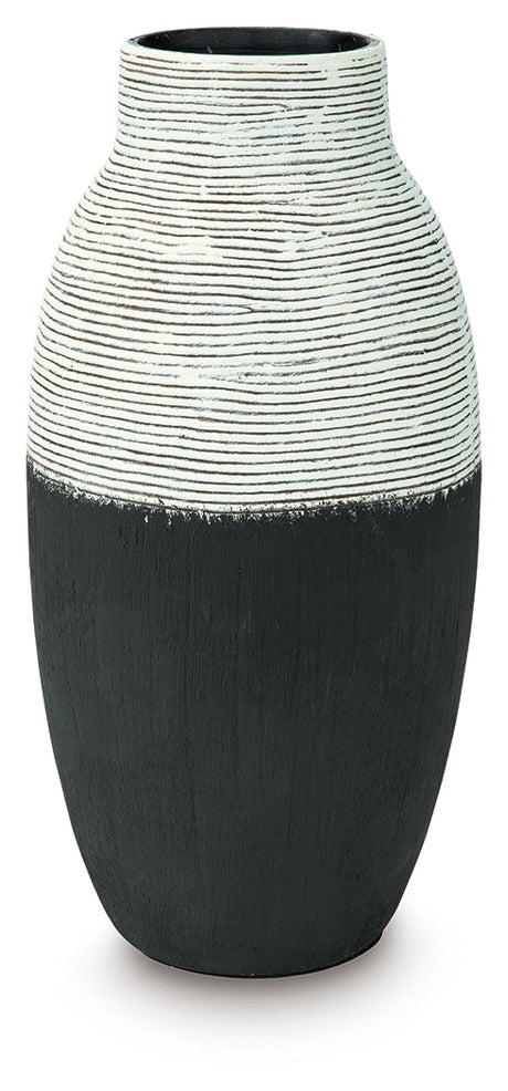 Girtha Antique White/Black Vase by Ashley at Eve Furniture