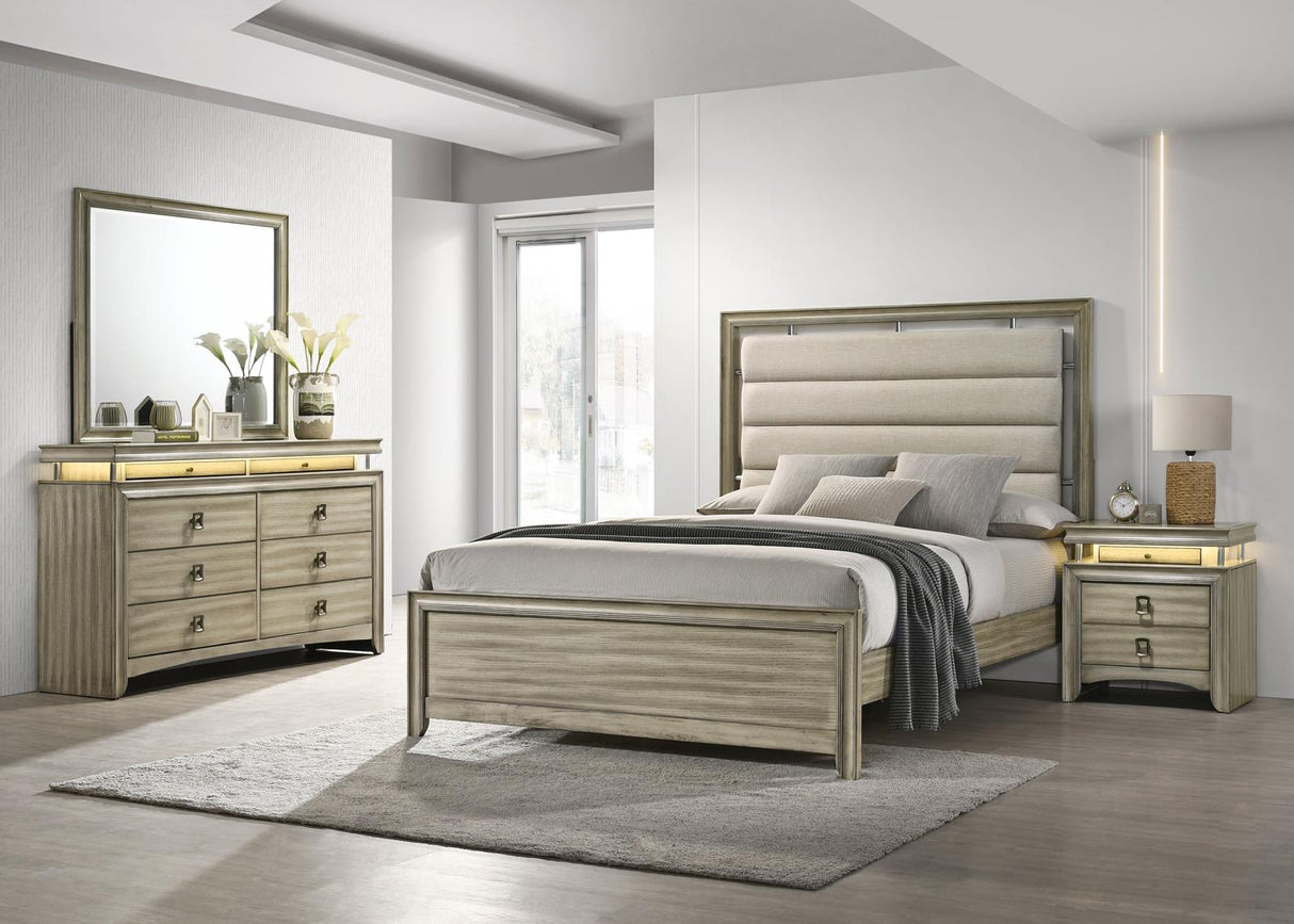 Giselle Rustic Beige 4-Piece California King Panel Bedroom Set