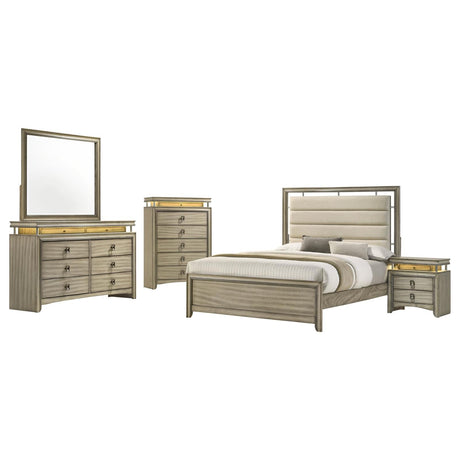 Giselle Rustic Beige 5-Piece California King Panel Bedroom Set