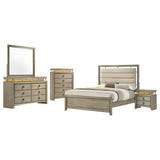 Giselle Rustic Beige 5-Piece Eastern King Panel Bedroom Set