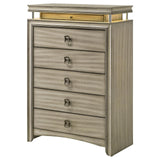 Giselle 6-drawer Bedroom Chest with LED Rustic Beige