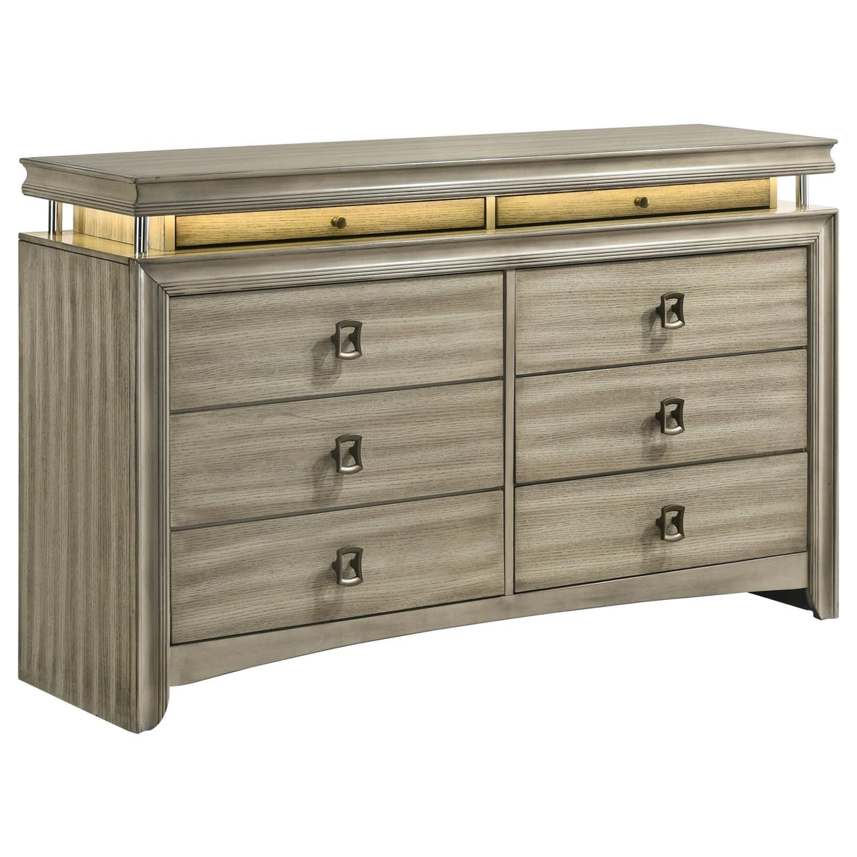 Giselle 8-drawer Bedroom Dresser with LED Rustic Beige