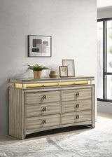 Giselle 8-drawer Bedroom Dresser with LED Rustic Beige