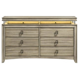 Giselle 8-drawer Bedroom Dresser with LED Rustic Beige