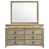 Giselle Rustic Beige 8-Drawer Bedroom Dresser with LED Mirror