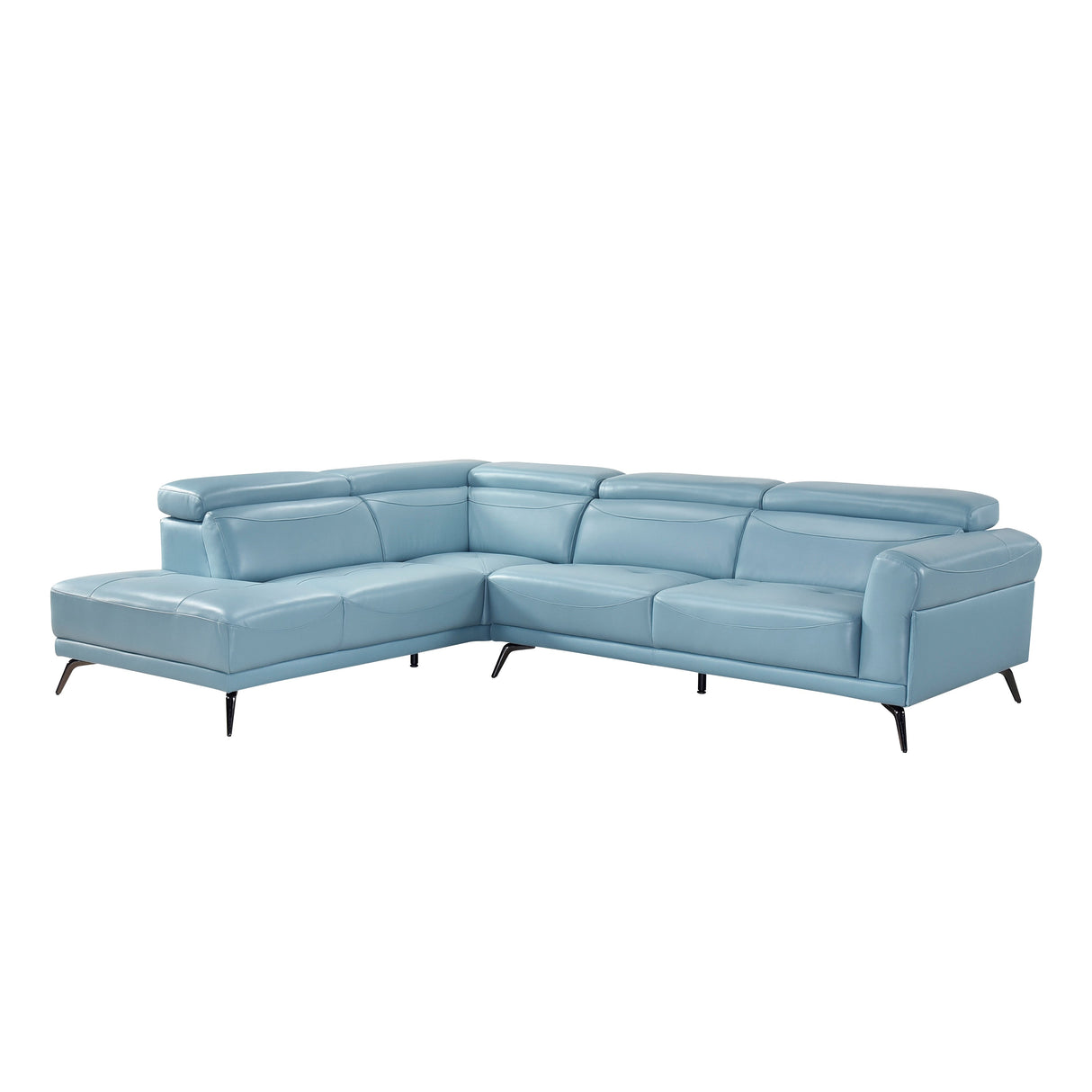 Giselle Blue Leather 2-Piece Sectional with Left Chaise by Homelegance at Eve Furniture
