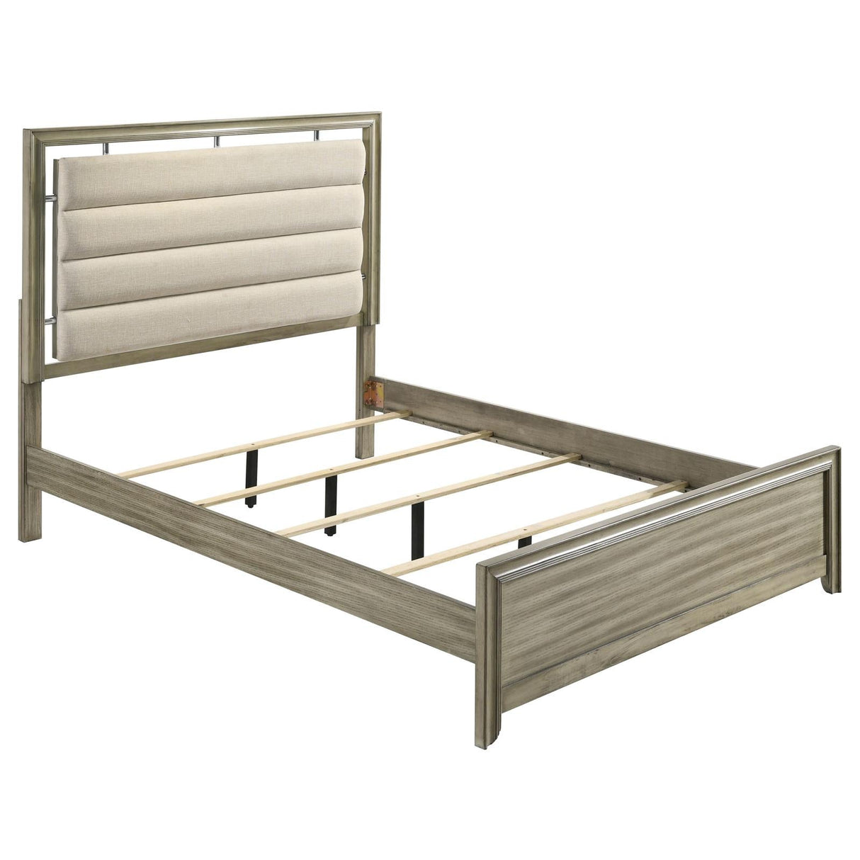 Giselle California King Panel Bed with Upholstered Headboard Rustic Beige