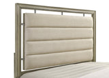 Giselle California King Panel Bed with Upholstered Headboard Rustic Beige