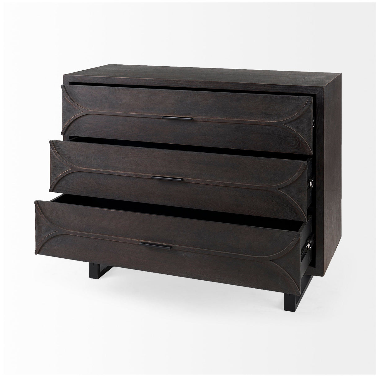 Giselle I 40L x 16W Dark Brown Fir Veneer 3 Drawer Accent Cabinet by Mercana at Eve Furniture