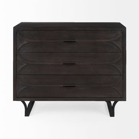 Giselle I Dark Brown Fir Veneer 3 Drawer Accent Cabinet by Mercana at Eve Furniture