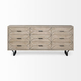Giselle II Brown Fir Veneer W/Black Metal Leg 9 Drawer Sideboard by Mercana at Eve Furniture