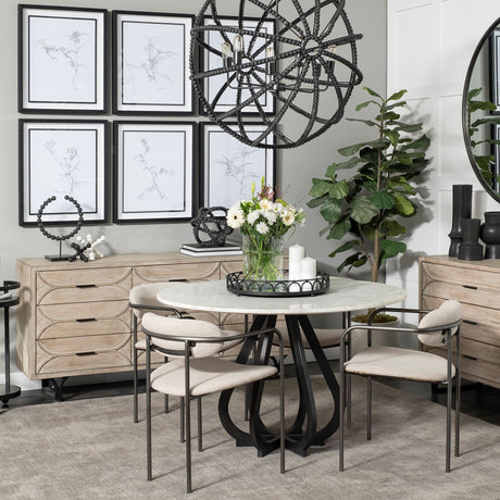 Giselle II Brown Fir Veneer W/Black Metal Leg 9 Drawer Sideboard by Mercana at Eve Furniture