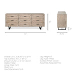 Giselle II Brown Fir Veneer W/Black Metal Leg 9 Drawer Sideboard by Mercana at Eve Furniture