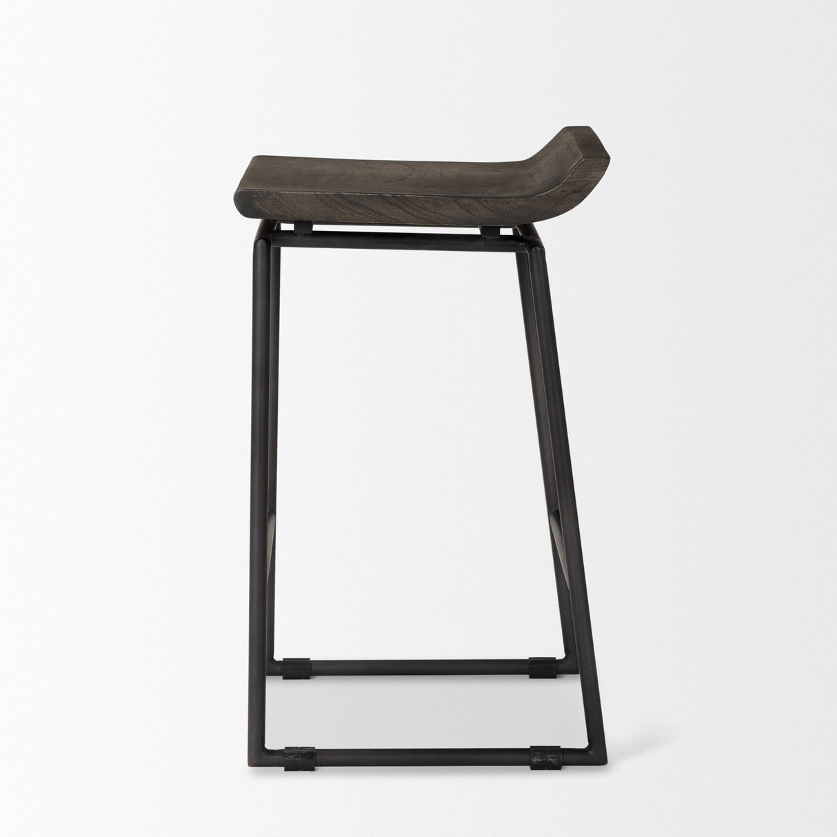 Givens 24.25"H Seat Height Black Wood Seat Black Frame Stool by Mercana at Eve Furniture