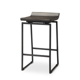 Givens 24.25"H Seat Height Black Wood Seat Black Frame Stool by Mercana at Eve Furniture