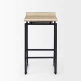 Givens 25.8"H Seat Height Natural Wood W/Black Metal Counter Stool by Mercana at Eve Furniture