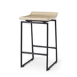 Givens 25.8"H Seat Height Natural Wood W/Black Metal Counter Stool by Mercana at Eve Furniture