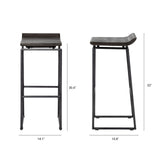 Givens 30.25"H Seat Height Black Wood Seat Black Metal Base Stool by Mercana at Eve Furniture