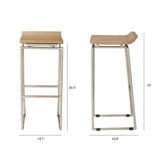 Givens 31.8"H Seat Height Brown Wood W/Silver Metal Frame Barstool by Mercana at Eve Furniture