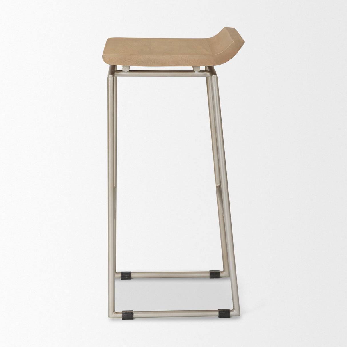 Givens 31.8"H Seat Height Brown Wood W/Silver Metal Frame Barstool by Mercana at Eve Furniture