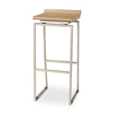 Givens 31.8"H Seat Height Brown Wood W/Silver Metal Frame Barstool by Mercana at Eve Furniture