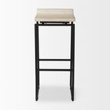 Givens 31.8"H Seat Height Natural Wood W/Black Metal Frame Bar Stool by Mercana at Eve Furniture