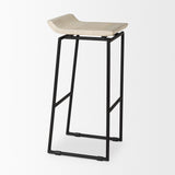 Givens 31.8"H Seat Height Natural Wood W/Black Metal Frame Bar Stool by Mercana at Eve Furniture
